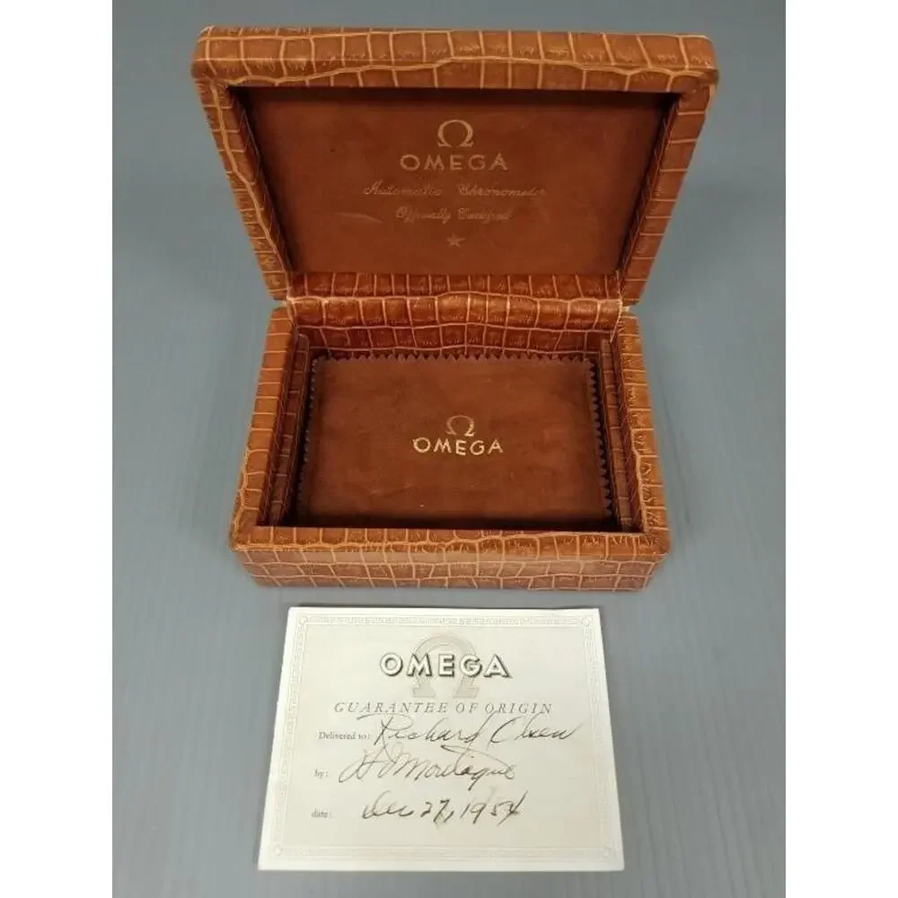 Omega Chronometer Watch Box, Leather, Vintage 1960's